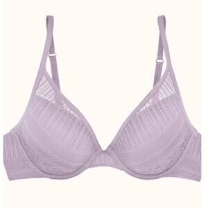 NWTThirdLove Everyday Lace Plunge Uplift Smooth Band Foam Striped Bra Purple 42F